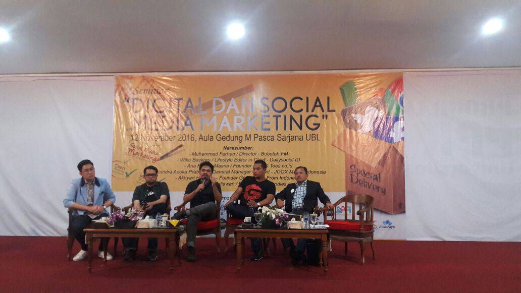 Seminar AEKRAF dan UBL menggelar Seminar Digital dan Social Media Marketing. Foto Chandra/ragamlampung.com
